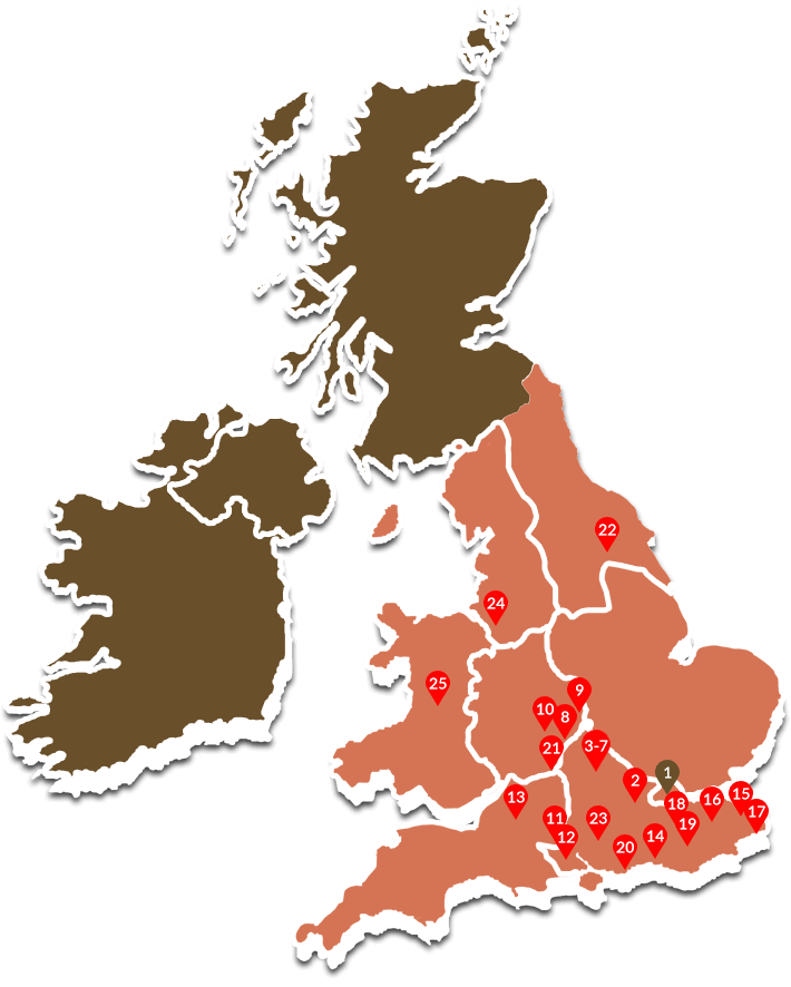 Map of England tours