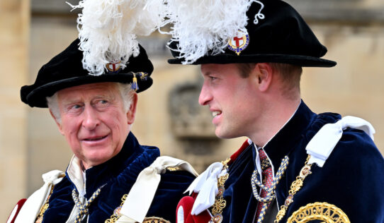 WINDSOR, UNITED KINGDOM - JUNE 13: (EMBARGOED FOR PUBLICATION IN UK NEWSPAPERS UNTIL 24 HOURS AFTER CREATE DATE AND TIME) Prince Charles, Prince of Wales and Prince William, Duke of Cambridge attend The Order of The Garter service at St George's Chapel, Windsor Castle on June 13, 2022 in Windsor, England. The Most Noble Order of the Garter, founded by King Edward III in 1348, is the oldest and most senior Order of Chivalry in Britain. (Photo by Pool/Max Mumby/Getty Images)